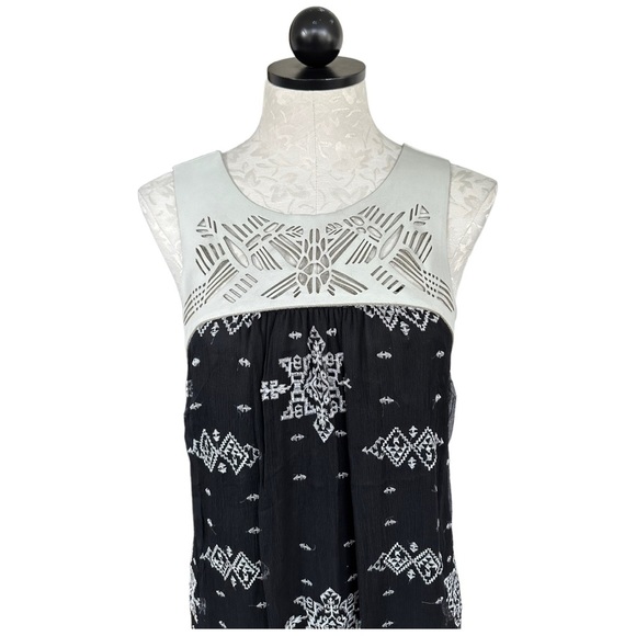 Twelfth Street Cynthia Vincent Leather Yoke Silk Sheer Dress  Dress Size XS - Picture 2 of 13